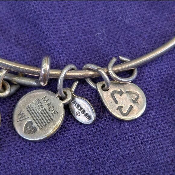 Alex and Ani Initial "K" Charm Bangle Bracelet - Rafaelian Silver - Picture 6 of 10